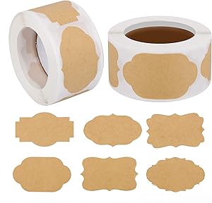 WBCBEC 600Pcs Kraft Labels DIY Blank Kraft Stickers Kraft Handmade Baking Sticker for Cosmetic Handmade Gifts Decoration Mason Jars Food Jars Craft