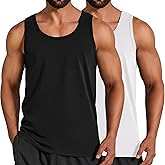COOFANDY Mens Cotton Tank Tops Workout Summer Sleeveless Muscle Gym Shirts Athletic Beach Tee Shirt Pack