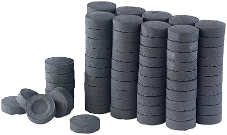 Duvence Kohle mit Kohleanzünder: Selbstentzündende Shisha-Kohle, 10 Rollen mit je 10 Briketts, 750 g (Kohle aus Bambus- und K