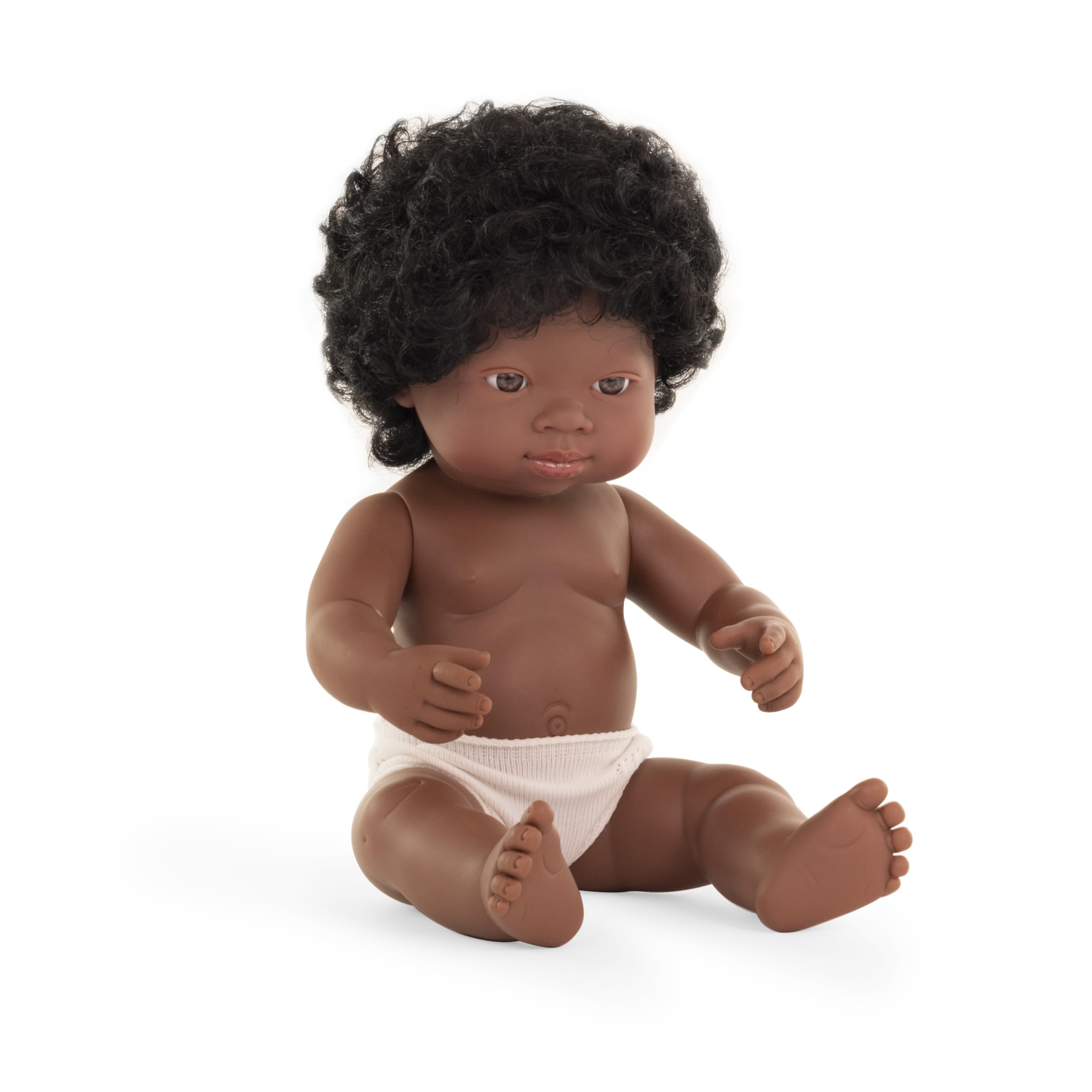 Miniland Miniland31054 Baby Doll African Girl W/O Underwear, Multi-Color, 31054