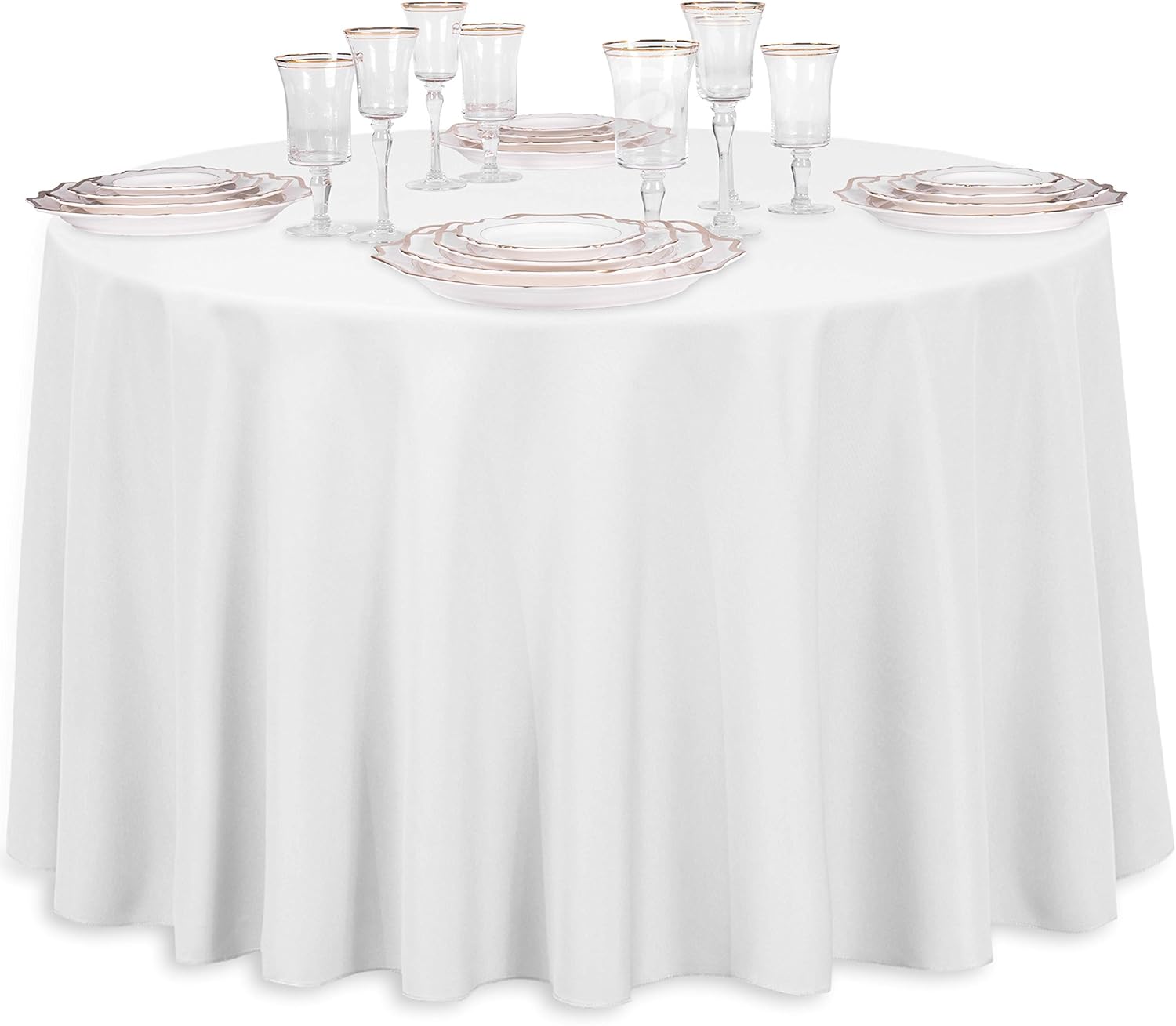 LinenTablecloth 108-Inch Round Polyester Tablecloth White: Home & Kitchen