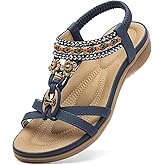 Littleplum Womens Sandals Arch Support Summer Beach Sandals Comfort Walking Shoes Bohemian Flip Flops Sandals for Women