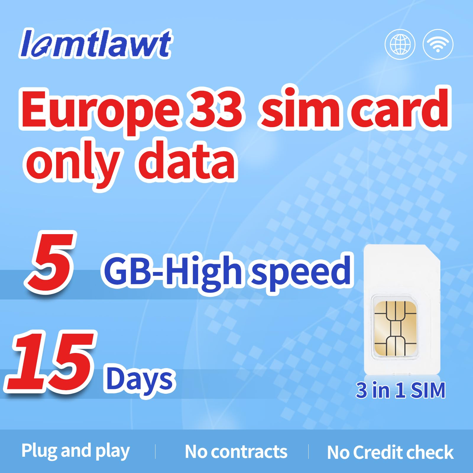 Europe Travel SIM Card|15 Days Unlimited Data in 33 Countries (UK,France,Italy,Spain,Greece,Germany) |5GB High-Speed 5G/4G+128Kbps After Cap|Auto-Activation,No Contract