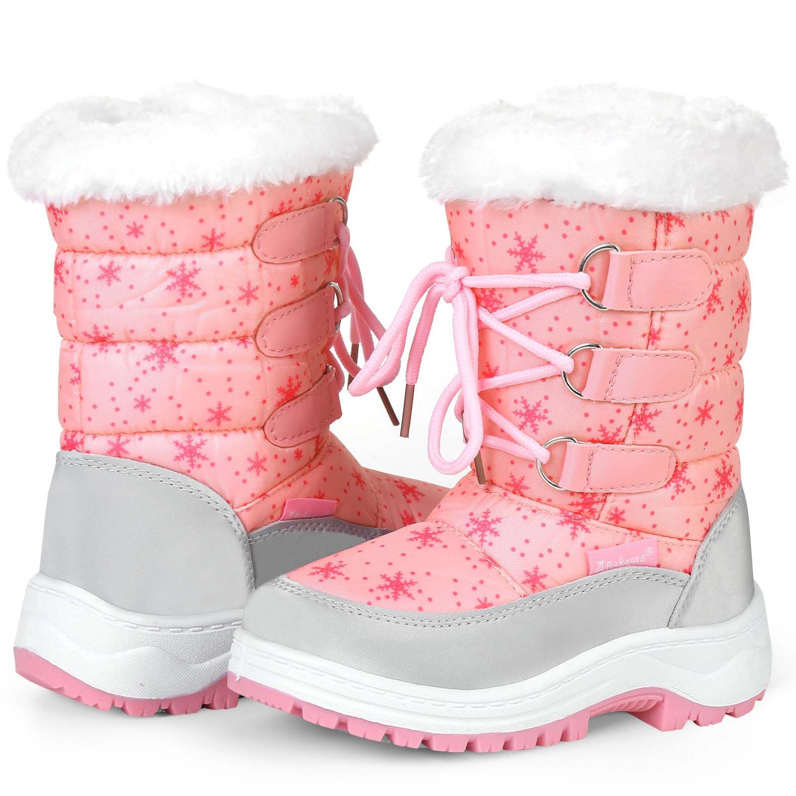 Apakowa Kids Girls Insulated Fur Winter Warm Snow Boots (Toddler/Little Kid)