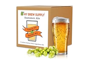 My Brew Supply Summer Ale Extract Kit | Golden Light, Wheat, & Pilsen Dry Malt Extract | Bitter Orange & Lemon Peel | Carapils Grain | Cascade Pellet Hops | Fermentis Safale Yeast | 5G Yield