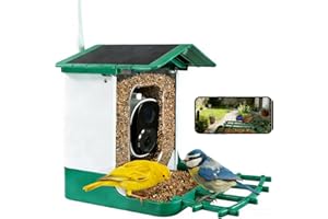 Bird Feeder with Camera, Squirrel Proof Bird Feeder Dual Solar Powered for Outdoors, AI Identify 11,000+ Birds, Real-Time Motion Detection,UHD Live Stream for Birdwatching-Gifts for Bird Lovers