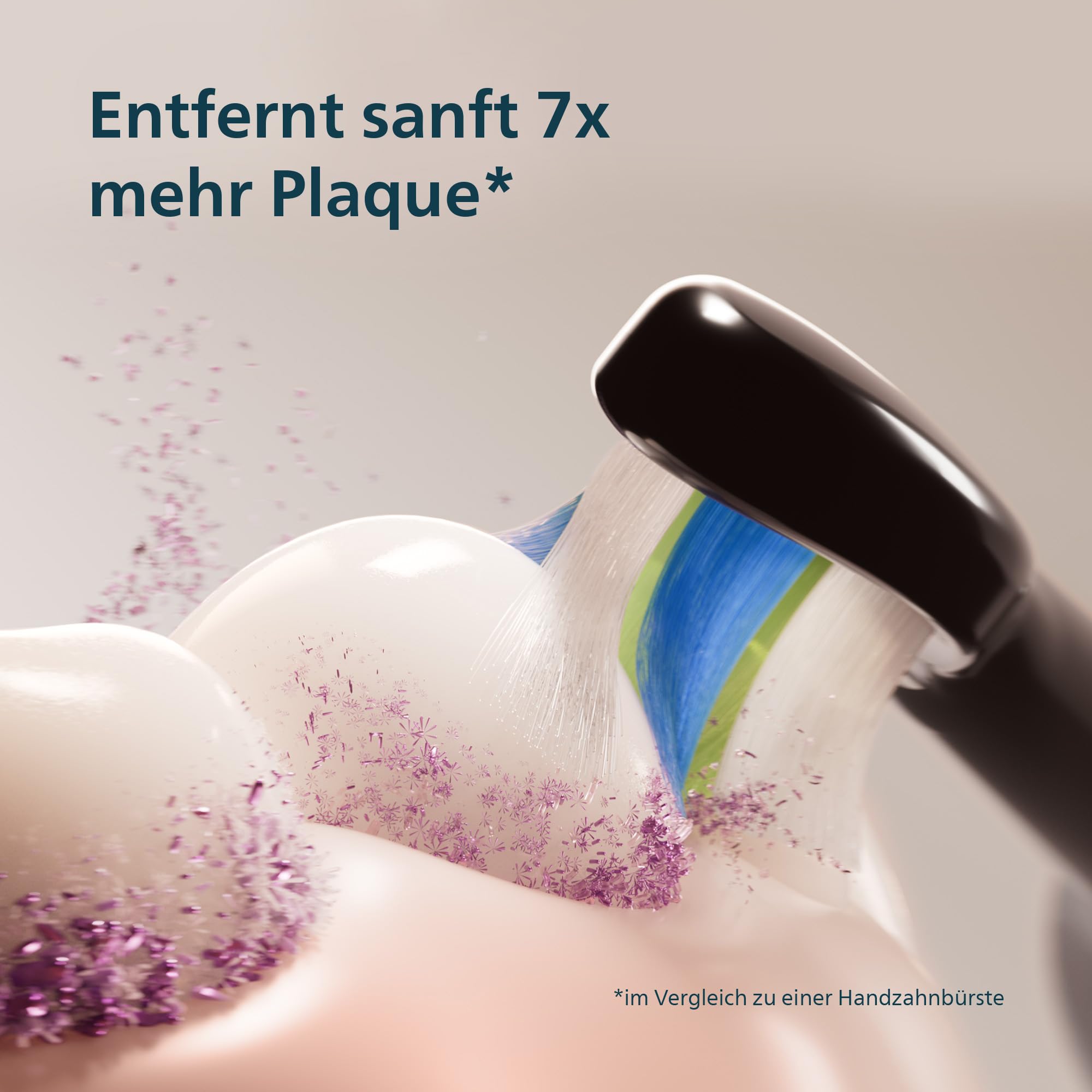 Philips Sonicare 5300 elektrische Zahnbürste, Schallzahnbürste mit 2 Intensitätsstufen, Andruckkontrolle, EasyStart, Smartimer und BrushPacer, Schwarz, Modell HX7101/01 [Neue Technologie] 4