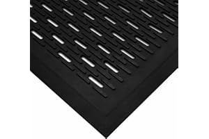 Wearwell UpFront Scraper Mat - Slotted Black. Natural Rubber. Pliable Ridges. Shoe Cleaning Mat for Debris, Snow and Rain. 3' W x 5' L x 5/16" Thickness. For Outdoor Entrances (224.516x3x5GRSLTBK)