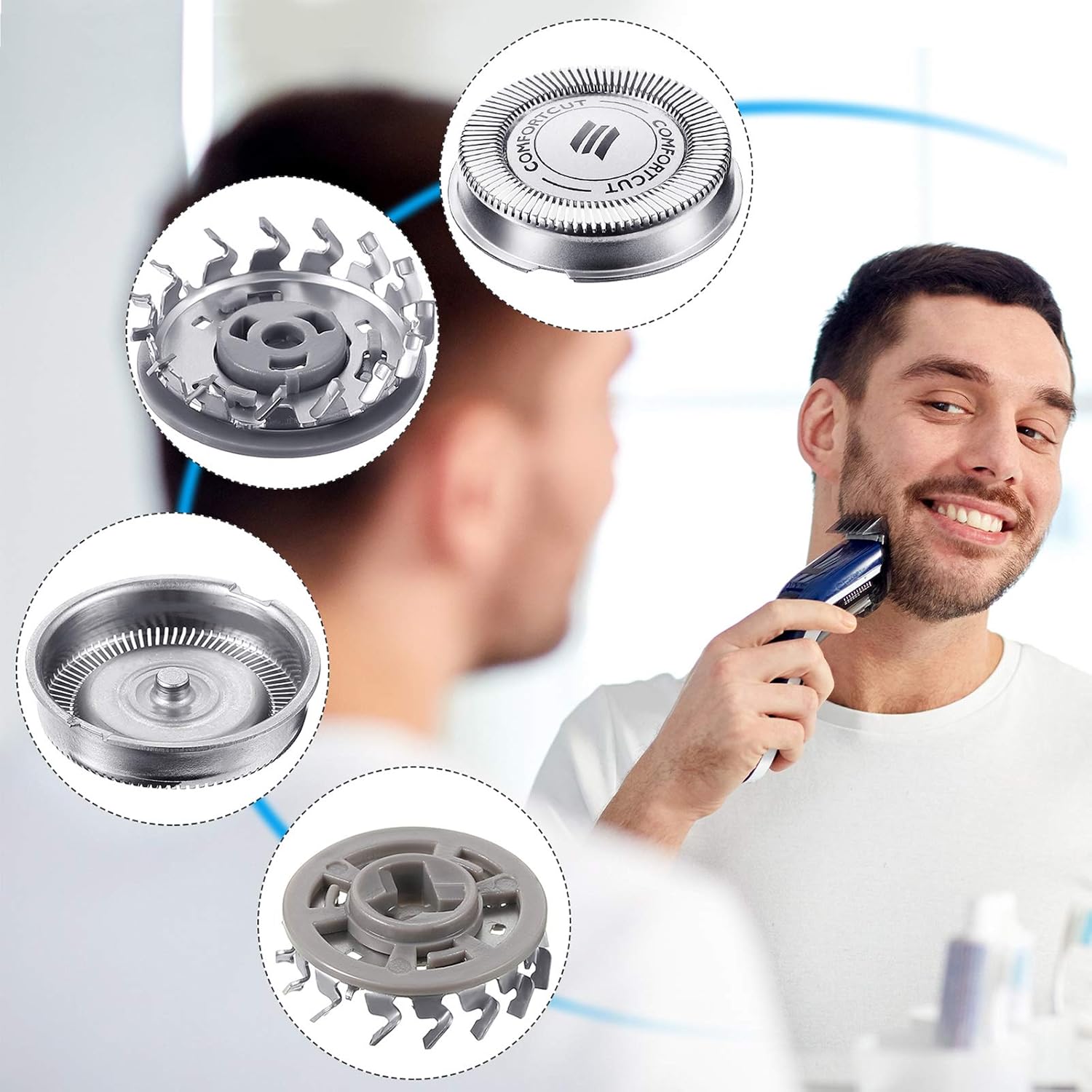 SH30 Replacement Head Compatible with Electric Shaver Series 1000, 2000, 3000 Click and Style with Pointed Blade - Image 5
