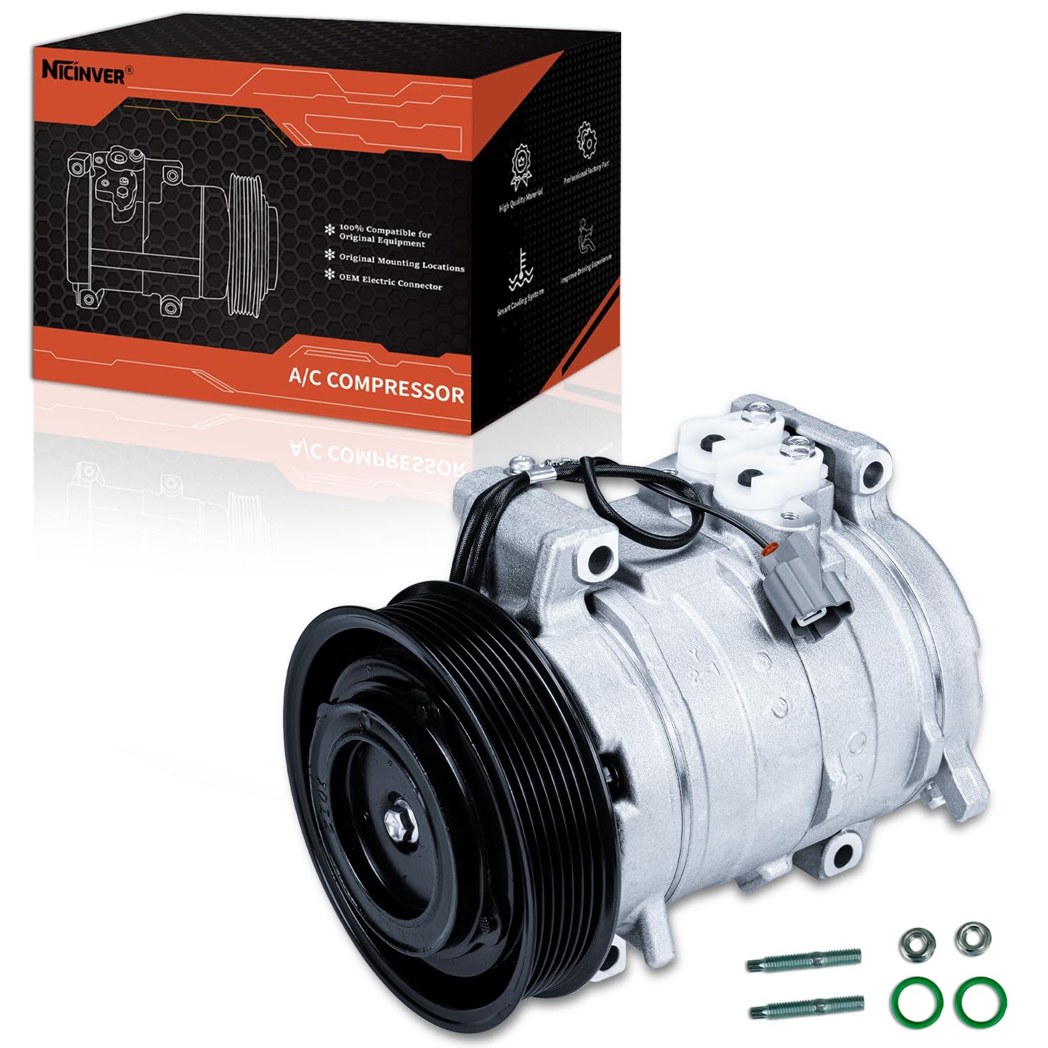 Photo 1 of AC compressor Air Conditioning Compressor & A/C Clutch for Honda Accord 2.4 2.4L 2003 2004 2005 2006 2007, 1521609, 38810RAAA01, 1028003, 1128003