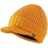 Home Prefer Men's Winter Hat Thick Knit Beanie Cap with Visor Newsboy Beanie Hat