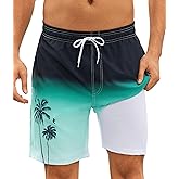 YGDSX Mens Swim Trunks with Compression Liner 7 Inch Swim Trunks Quick Dry Surfing Beach Shorts Hawaii Sports Shorts
