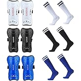 Reicyfang 3 Pairs Soccer Shin Guards and Sleeves for Youth, Impact Resistant Kids Soccer Shin Guards and Long Soccer Socks, Flexible Football Shin Pads Shin Protectors for 6-15 Years Old Girls Boys