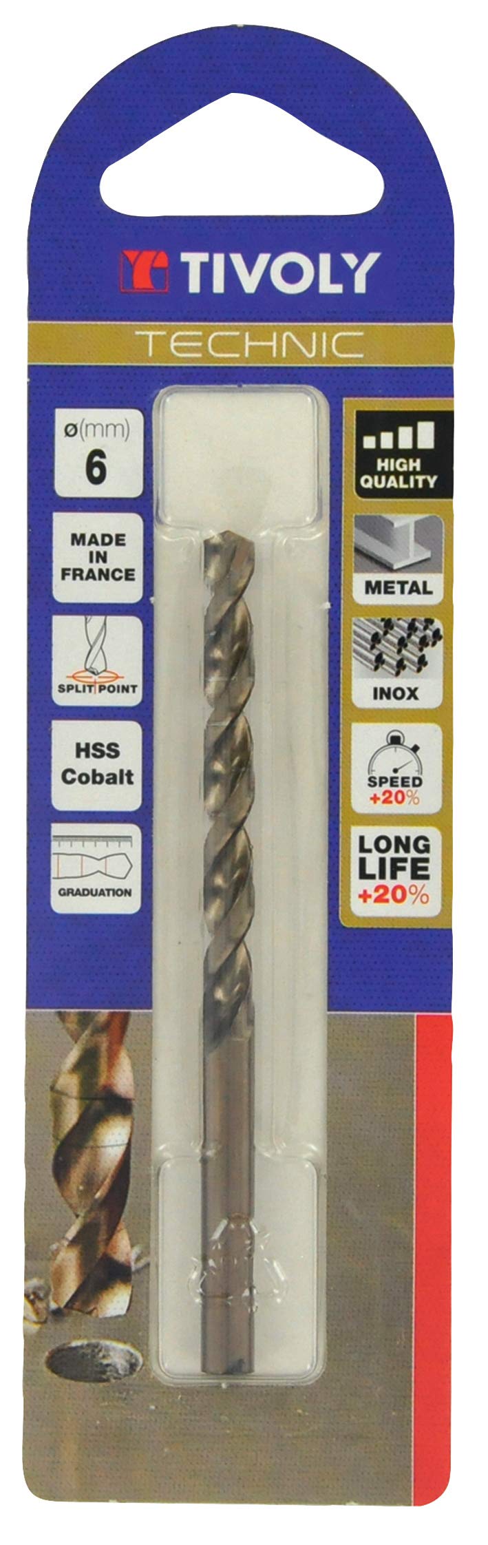 Tivoly Technic Metal Drill Bit in Blister Pack, Clear, 11468521200