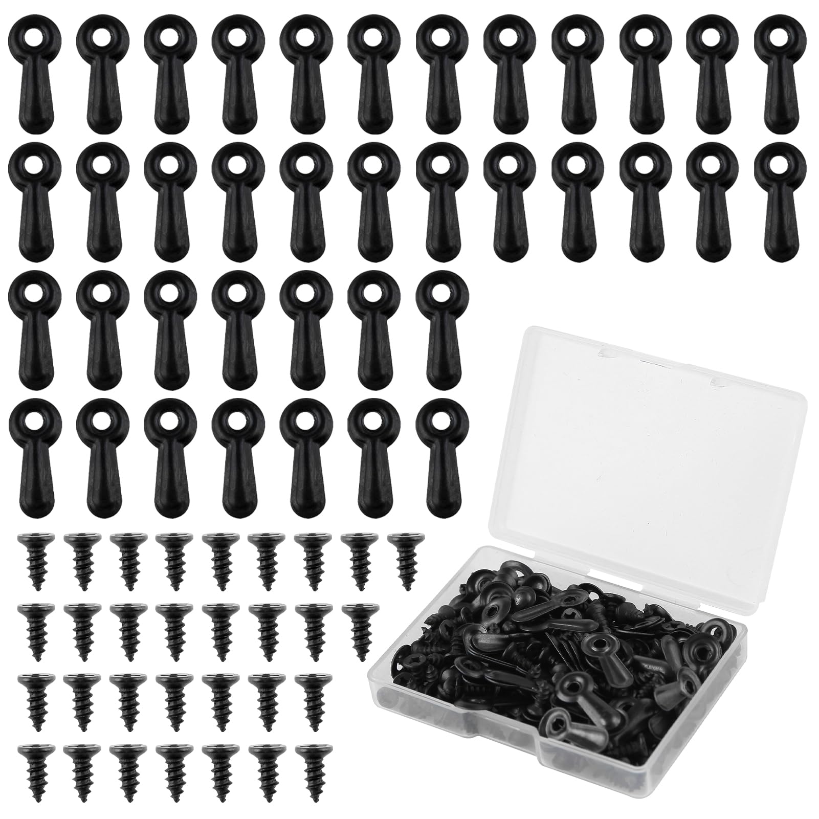 GOLD DEER Black 100 PCS Picture Frame Fasteners Set with 100 Screws, Steel Screw-In Wall Hangers