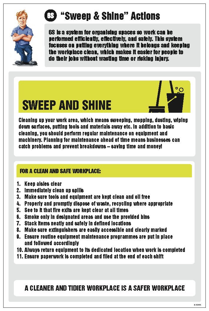 Caledonia Signs 55943 6S Sweep and Shine Actions Information Poster