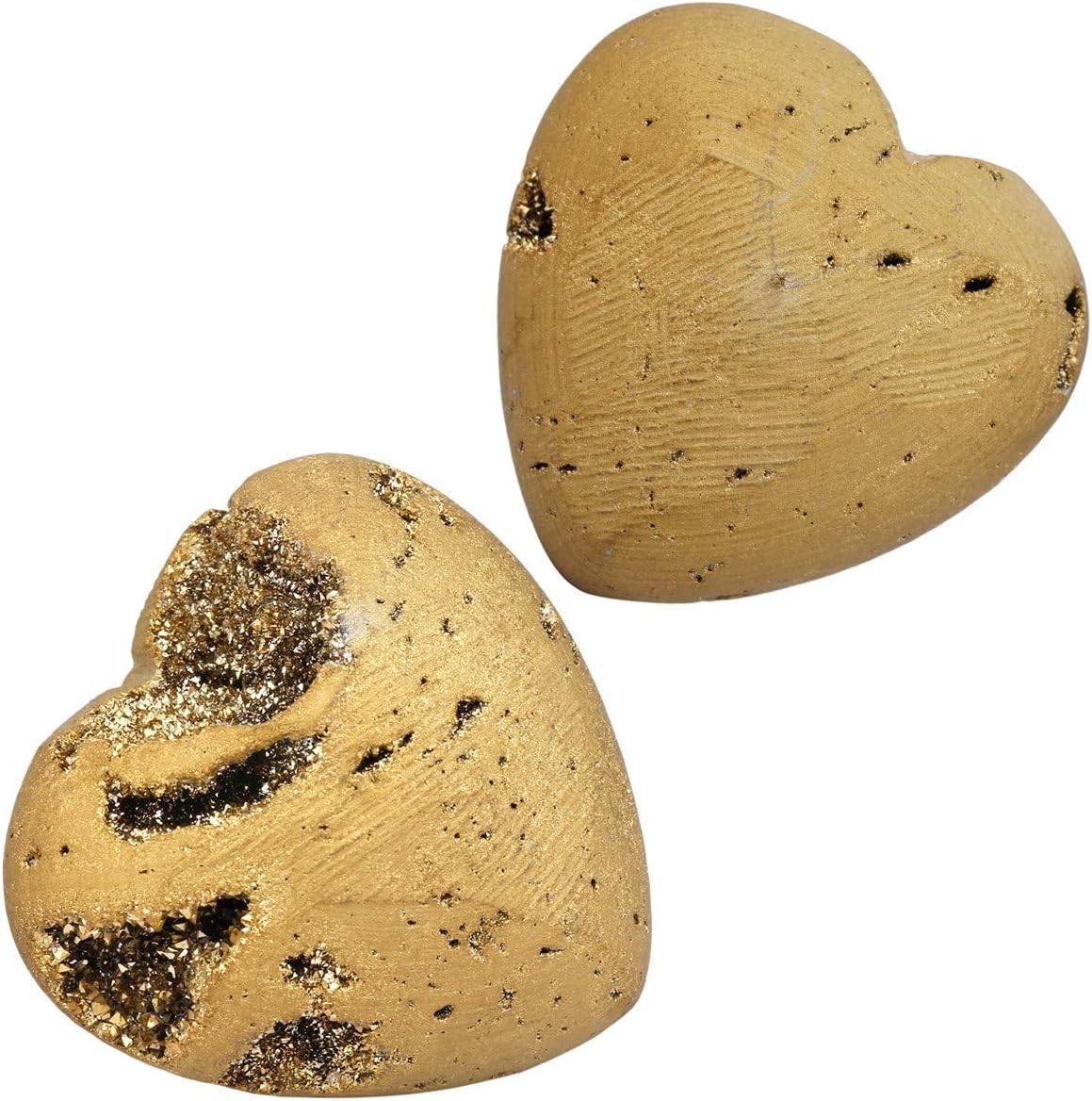 Rockcloud Heart Shape Titanium Coated Agate Geode Druzy Home Decoration Pocket Stones Specimen, Gold: Home & Kitchen
