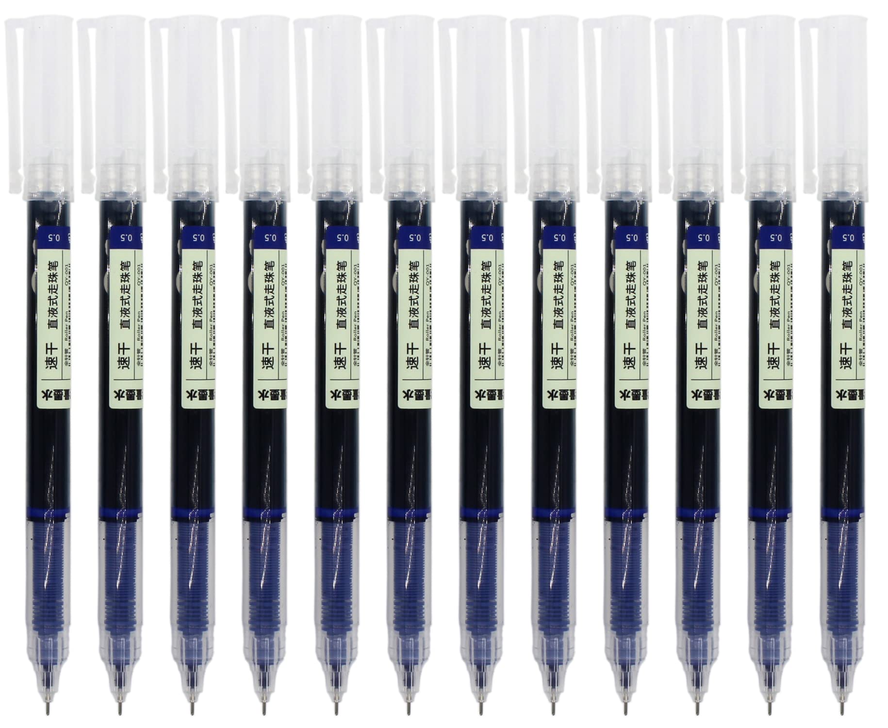 Gullor Liquid Ink Rollerball Pens, 0.5mm Fine Tip Quick-Drying Pens for Writing, Notetaking and Drawing, Blue Ink, 12 Pieces