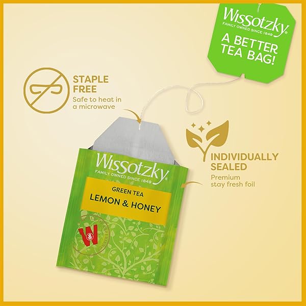 WISSOTZKY LEMON & HONEY GREEN TEA, 20 TEA BAGS | ANTIOXIDANT RICH | SOOTHING HONEY LEMON TEA BLEND | GREEN TEA BAGS (1)