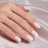 Beetles Milky White Press On Nails Short Oval Natural White Press On Nails | with Nail Glue and Adhesive Tabs, Salon Quality in 16 Sizes - 32Pcs Soft Nail Gel Nail Kit Gift for Women
