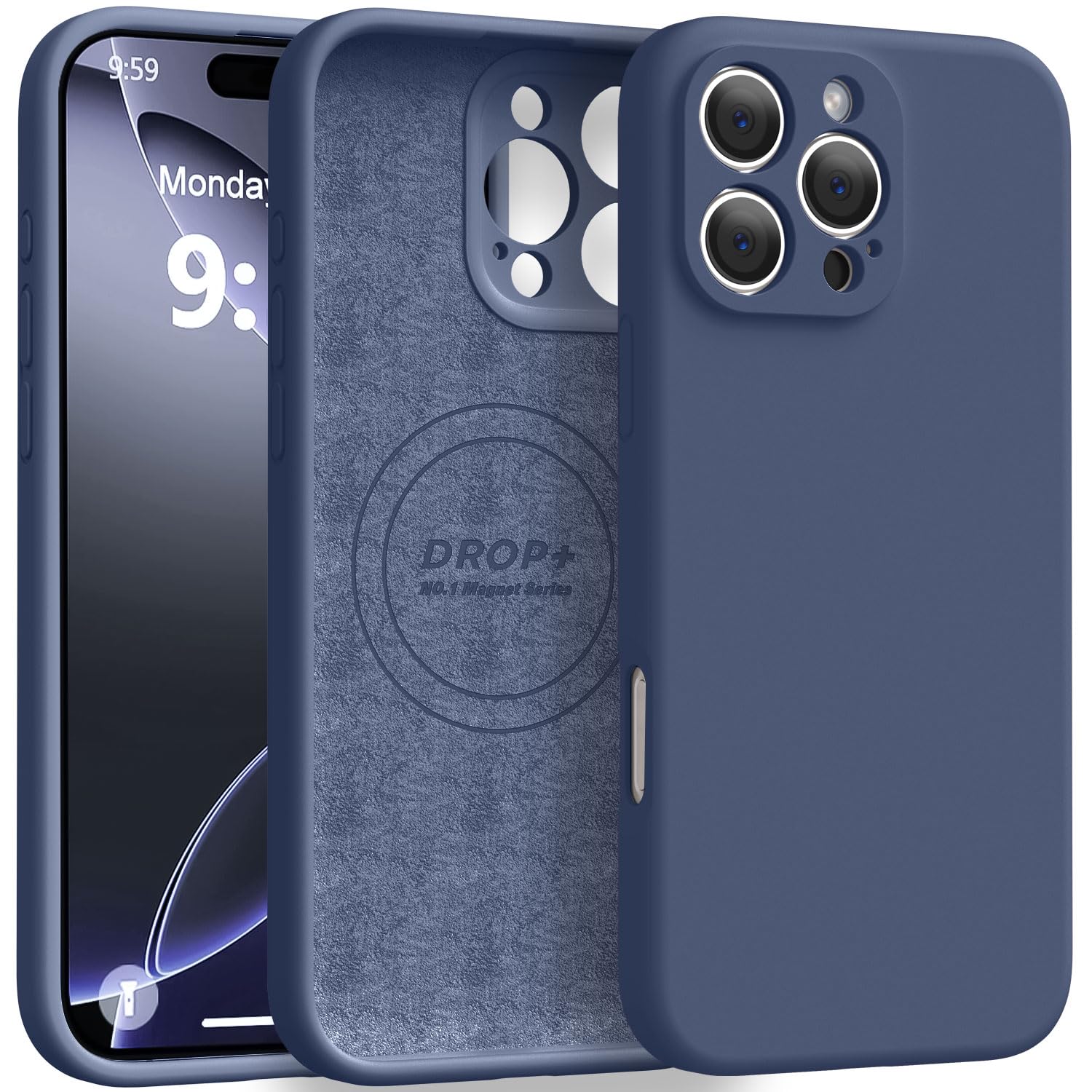 Photo 1 of Ktele Magnetic for iPhone 16 Pro Case [Compatible with Magsafe] [Premium Silicone Satin-Smooth Touch] Slim Shockproof Anti-Scratch Microfiber Lining Case, 6.3 inch, Navy Blue