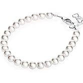 Delicate Sterling Silver Bracelets for Girls | High-End European Simulated Pearls | Elegant Girls Jewelry | Pearl Bracelet for Birthday Gifts, Flower Girls | Her First Set of Pearls or Special Days