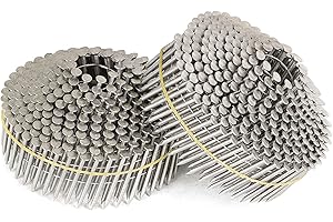 marddpair 1200 Count 1-3/4-Inch x 0.090-Inch 15-Degree Ring Shank Stainless Steel Siding Nails Collated Wire Coil Siding Nail