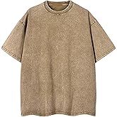 Men's Oversized T-Shirts Heavy Loose Fit Vintage Washed Tee Unisex Cotton Short Sleeve Casual Shirts Tee Tops