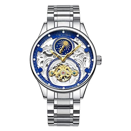 TEVISE T820A Herren-Armbanduhr mit automatischem Zifferblatt, mechanisch, Tourbillon, wasserdicht, Skelett-Zifferblatt, Edels