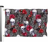 Swono Skulls Roses Watercolor Day of Dead Flag 3x5 Ft Outdoor Flag Garden Yard Decorative Flag