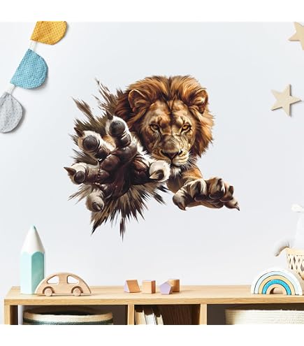 ROFARSO Lion Wall Decal Sticker - Removable, Waterproof PVC, 23.6x11.8 Inch, For Bedroom & Living Room - View #7