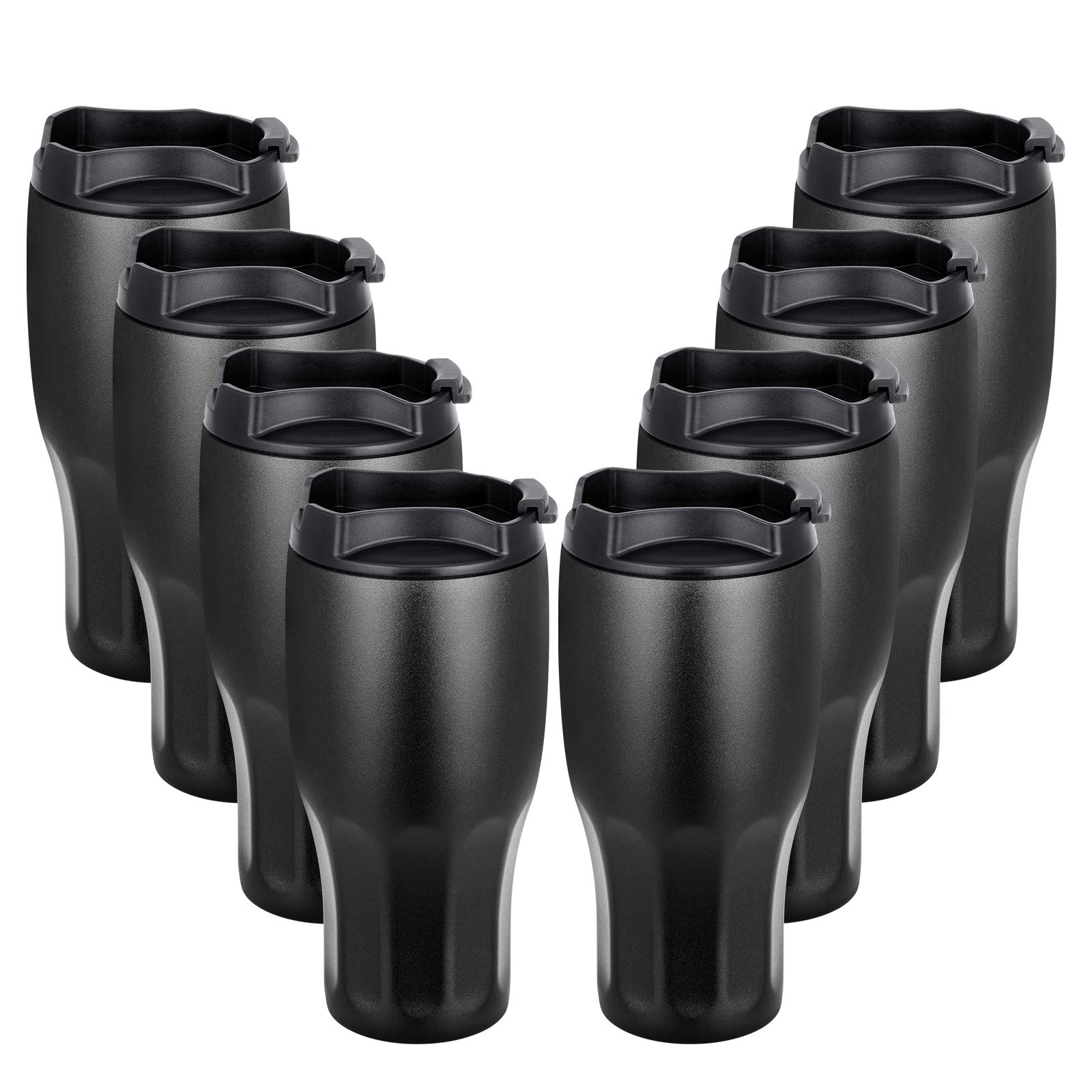 MEWAY 30oz Tumblers with Lid,Set of 8,Insulated Stainless Steel Travel Tumbler Coffee Mug,Household Double-Layer Coffee Cup, Office/New Coffee Mug (8PACK, Black)