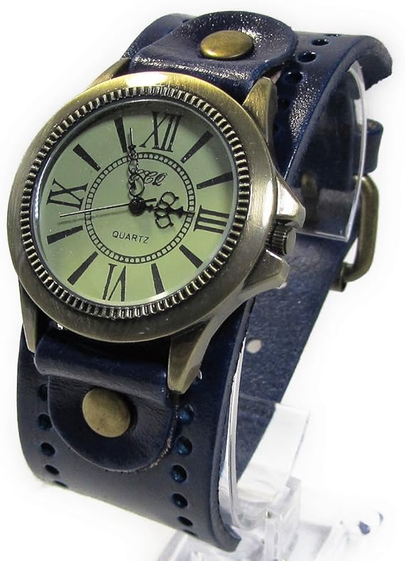 Amazon Ccq極太ベルトのレザーカフウオッチ メンズ腕時計 ブルー メンズ腕時計 腕時計 通販