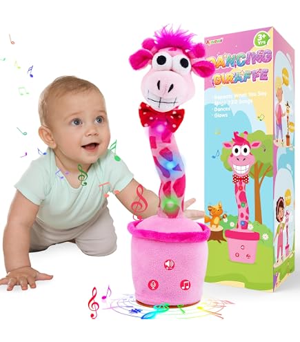 Girafe Dansante Interactive - Jouet électronique Parlant, Lumière, Musique, Répète La Voix - Peluche Douce Pour Bébé Et Enfant - 9