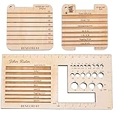 BENECREAT 3Pcs Knitting Needle Gauge Multifunctional Wood Spinning Control Card Knitting Tool for Spinners Yarn WPI Guide Gauge Measuring Tools Crochet Accessories