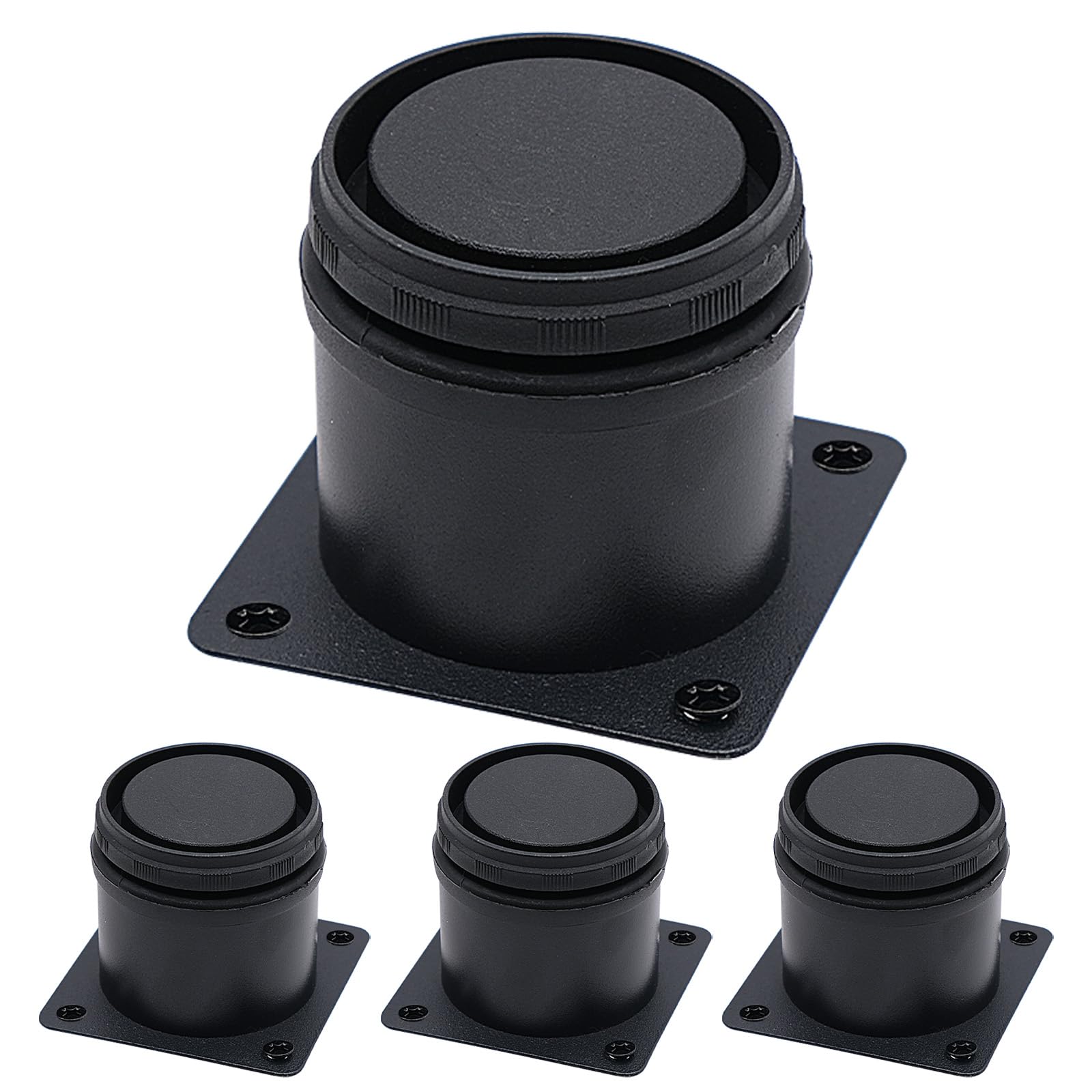 FORYNXHWIN 4 Pcs Black Adjustable Legs, Stainless Steel Furniture Feet, Round Cabinet Legs, Sofa Furniture 0-15mm Adjustable Feet With Screws for Desk/Cupboard/Table/Bed/Cabinets