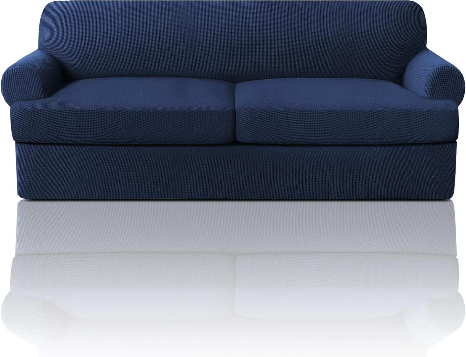 Slipcovers - T Cushion Sofa Slipcover 3 Pieces Sofa Covers for T Cushion Sofa Soft Couch Cover Sofa Slip Covers Furniture Covers with 2 Individual T Cushion Shape Seat Covers Machine Washable, Navy