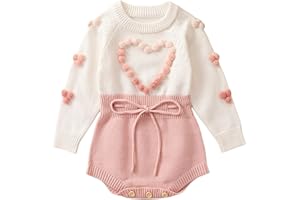 Karwuiio Toddler Infant Baby Girl Knit Sweater Romper Long Sleeve One Piece Jumpsuit Fall Winter Clothes