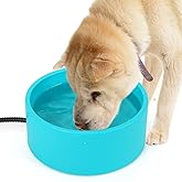 Berverra Heated Water Bowl for Cats & Dogs, 3.2L Heated Dog Bowl, Outdoor Heated Dog Water Dish in Winter, Thermostatic Control Anti-Freeze Heated Pet Water Bowl for Chicken,Duck,Goose,Rabbit