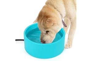 Berverra Heated Water Bowl for Cats Dogs Outside, 3.2L Winter Heated Dog Water Dish, Heated Dog Water Bowl Outdoor, Thermostatic Control Anti-freeze Heated Pet Water Bowl for Chicken,Duck,Goose,Rabbit