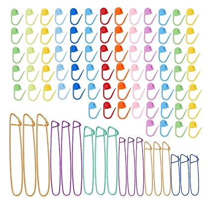 18 Pcs Knitting Stitch Holders 6 Sizes Yarn Stitch Holder Set For Crochet Knitting Needle Aluminum Stitch Holders Safety Pins With 100 Locking Stitch