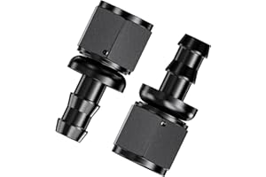 TRUCKMETER 2Pcs Straight 8AN Female to 1/2" Push Lock Hose Fitting End for Rubber Fuel Line, Black Hard Two Stage Barb Aluminum Anodized Connector, Automotive Accessories for Vehicle Fuel Oil Line Modification