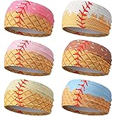 Shyyween 6 Pcs Baseball Headband Elastic Polyester Sweatband for Baseball Basketball Football Golf Headscarf Stuff Women Men Accessory Team Gift