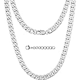 Silvadore Silver Cuban Link Chain for Men Necklace (9mm) - 925 Silver Plated Stainless Steel Chain for Men - Thick, Flat, Non-Tarnish & Waterproof Jewelry - GIFT-READY - (18/20/22/24 inch)