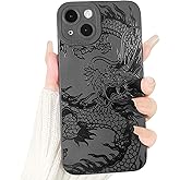 Lovmooful Compatible for iPhone 15 Case Cute Cool Dragon Black Design for Girls Women Soft TPU Shockproof Protective Girly for iPhone 15-Big Dragon