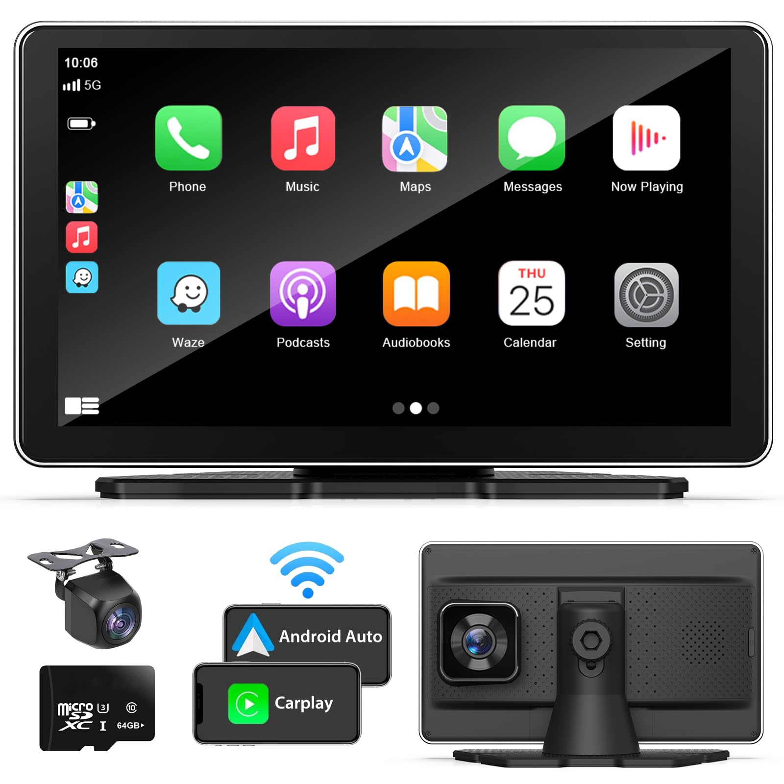 Photo 1 of 7" Apple Carplay & Android Auto, Wireless Apple Carplay Screen with 4K Dash Cam,1080p Backup Camera DVR Carplay Screen for Car with Bluetooth, Navigation, Mirror Link, Voice Control