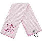 CybGene Microfiber Golf Towel for Women, 16'x 24', Pink - Initial J