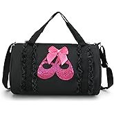 Cute Ballet Dance Bag,Tutu Dress Bag,Girls Dance Bag Gym Travel Duffle Bag for Girls,Personalized Waterproof Duffle Bag (Dancing shoe pattern)
