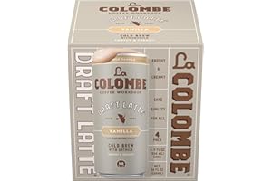 La Colombe Vanilla Draft Latte with Oatmilk - 9 Fl. Oz. 4 Pack - 100% Arabica Brazilian Cold Brew Coffee with Nitrous-Infused Oatmilk, Dairy-Free Vegan Latte, 120mg Natural Caffeine