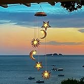 Solar Wind Chimes for Outdoor Lights Sun Moon Star for Women Mom Wife Hanging Decor Outdoor Sympathy Wind Chimes for Garden Patio Balcony Birthday Womens Gifts